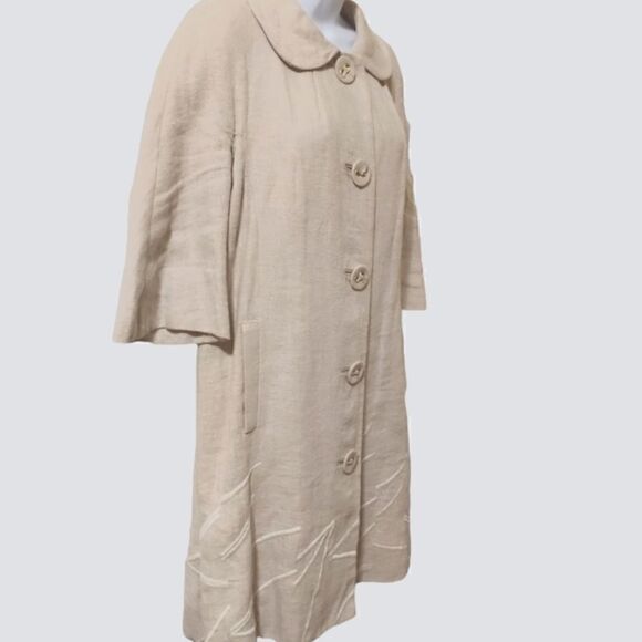 Anthropologie Elevenses linen Jackie O embroidered coat size 2 - Picture 6 of 10